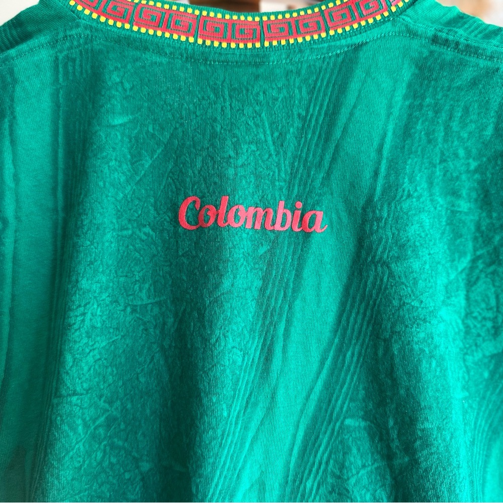 L cotton Colombia Graphic Men's Short Sleeve Tee - Green vintage fútbol soccer - Picture 6 of 9